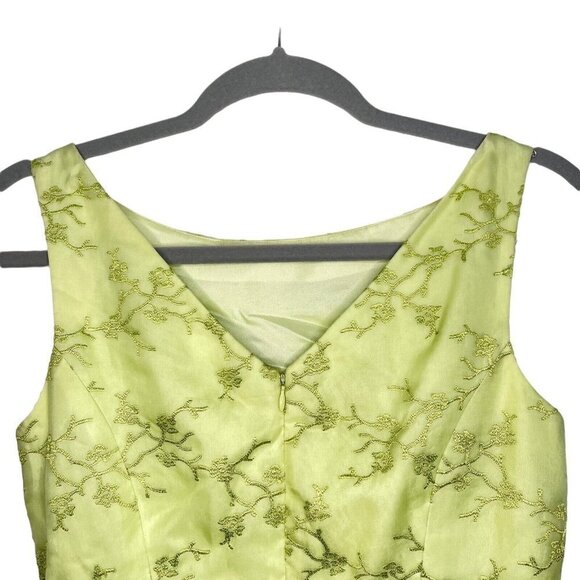 Talbots 100% Silk Size 4 Green Embroidered Drop Waist Fairy Dress‎ vtg - Picture 5 of 11